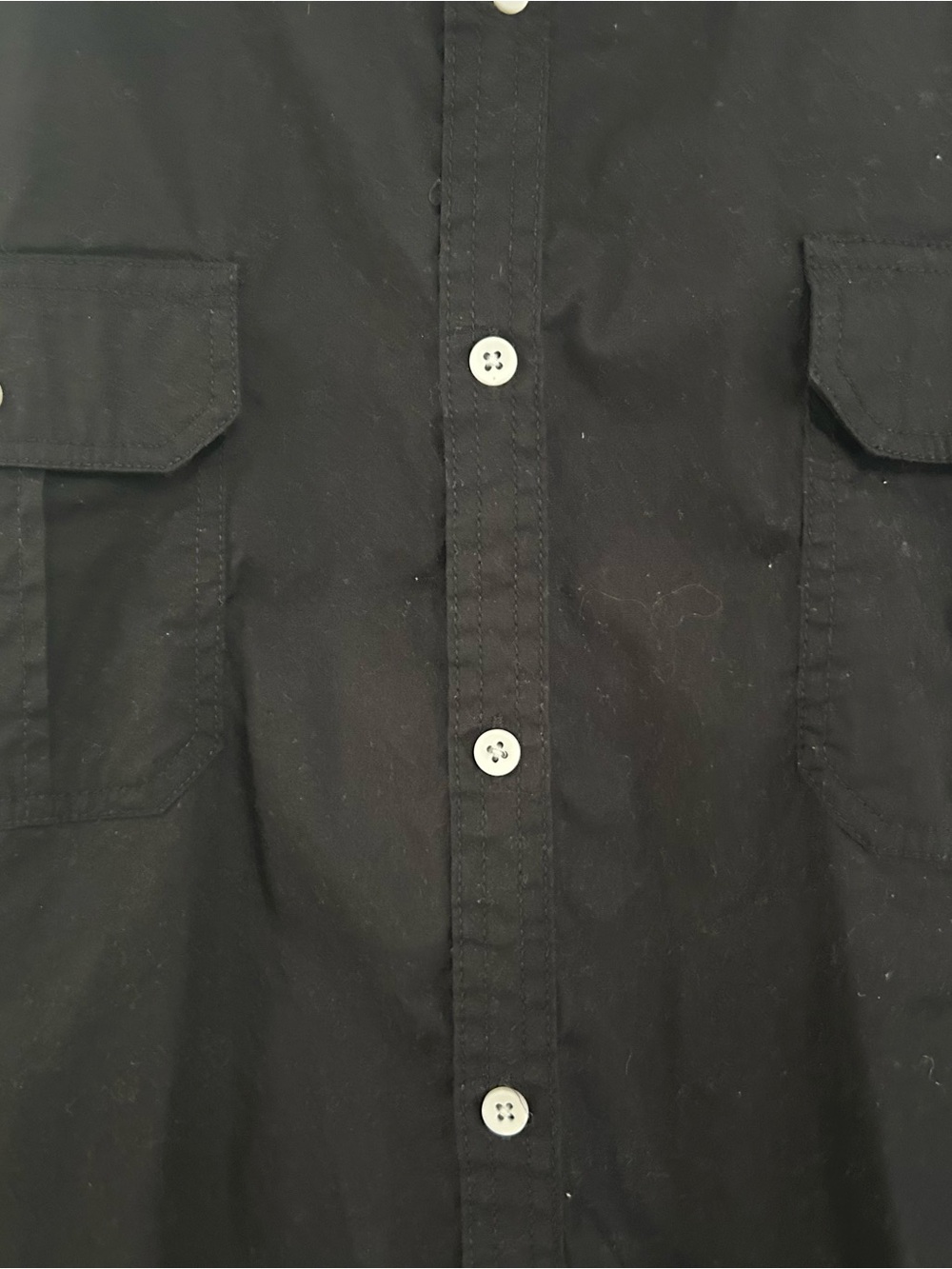 PD&C Black Casual Button-Down Shirt with Flap Pockets NWOT Large size slim fit